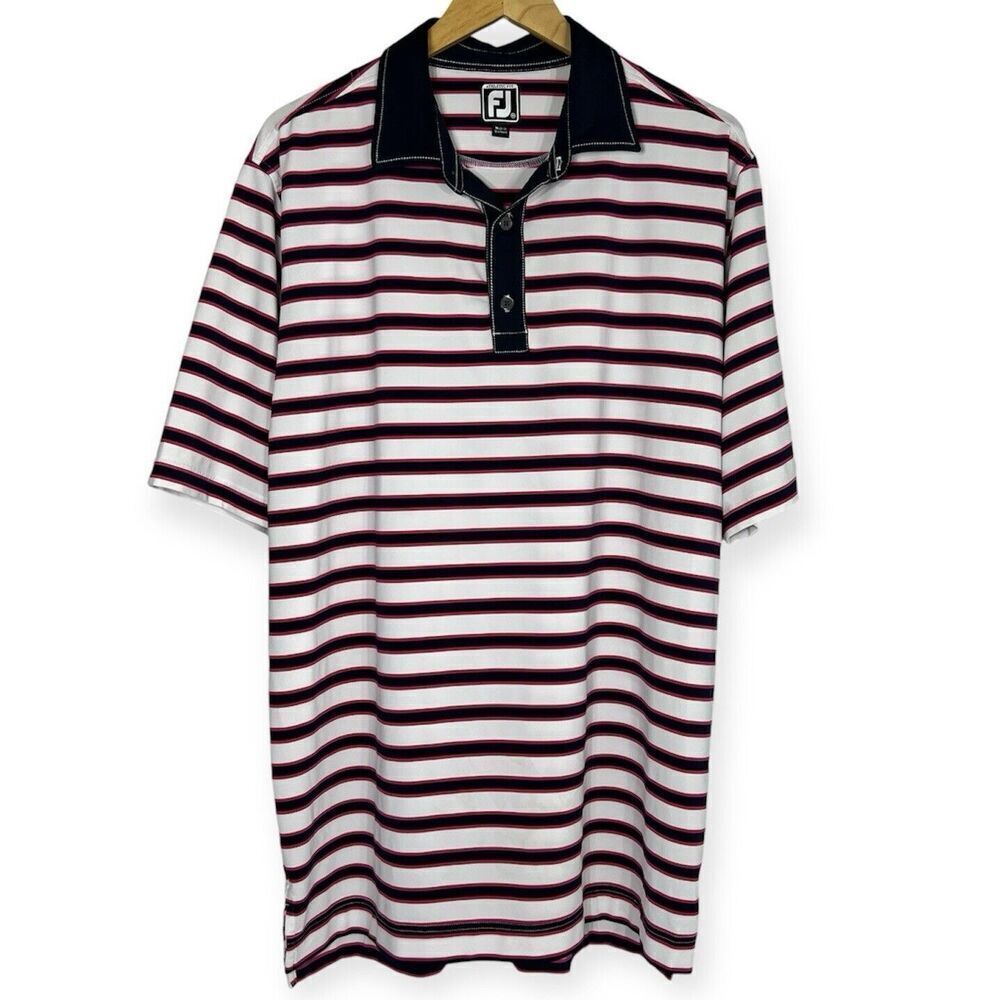 FootJoy Golf Polo Shirt Mens XL Athletic Fit Multicolor Stripe Performance Wear